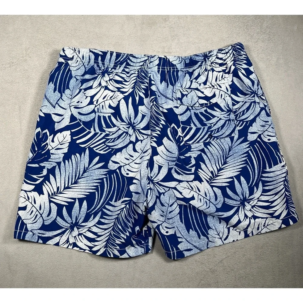 Tommy Bahama Relax Swim Trunks Mens XXL Blue Floral Tropical Leaves 6